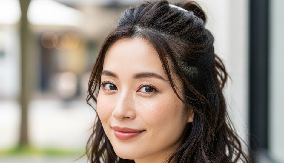 ミディアムヘアに似合う韓国風アレンジ